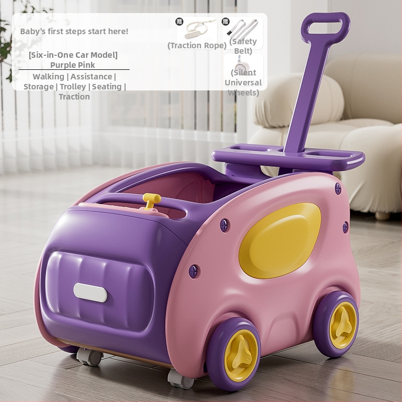 Päťfunkčný detský push walker: prechádzka, ťahač, traktor, skladovacie auto a jazdný režim; z plastu; vhodný pre vek 0–3 rokov