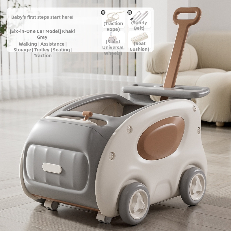 Päťfunkčný detský push walker: prechádzka, ťahač, traktor, skladovacie auto a jazdný režim; z plastu; vhodný pre vek 0–3 rokov