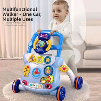 Chodítko pre batoľatá s dizajnom proti prevráteniu, viacfunkčné ručne poháňané chodítko pre vek 0–3 roky, plastová konštrukcia, hudobný prvok