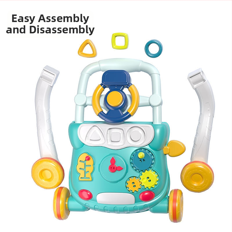 Zīdaiņu staigātājs ar dizainu, kas novērš apgāšanos, daudzfunkcionāls rokas vadāms staigātājs 0–3 gadu vecumam, plastmasas konstrukcija, zīdaiņu mūzika