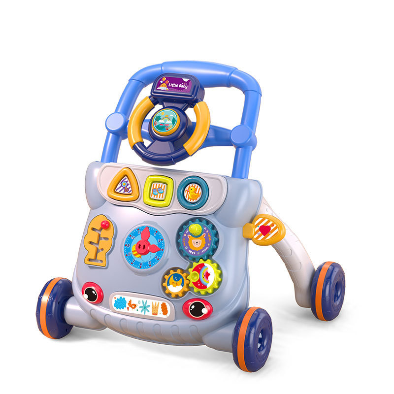 Chodítko pre batoľatá s dizajnom proti prevráteniu, viacfunkčné ručne poháňané chodítko pre vek 0–3 roky, plastová konštrukcia, hudobný prvok
