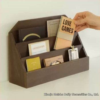 Drevený stolný úložný box s tromi priehradkami, moderný minimalistický štýl, model MS-9235