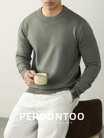 Pánska pletená mikina s okrúhlym výstrihom, dlhé rukávy, voľný strih, akrylová zmes