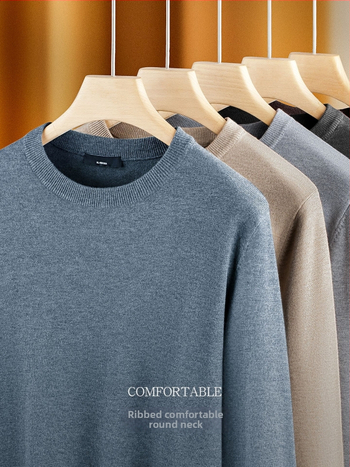 Pánska pletená mikina s okrúhlym výstrihom, dlhé rukávy, voľný strih, akrylová zmes