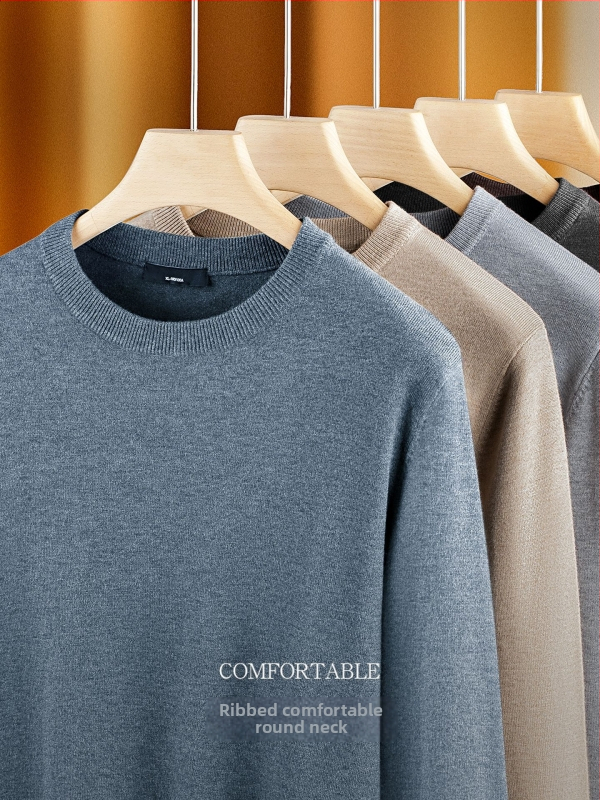 Pánska pletená mikina s okrúhlym výstrihom, dlhé rukávy, voľný strih, akrylová zmes