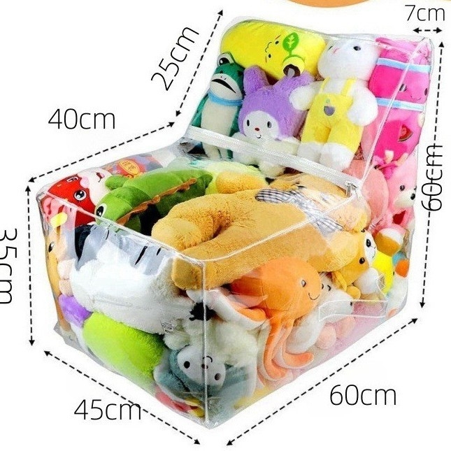 Priehľadná PVC stolička na skladovanie plyšových hračiek – D022 od Wu Chuang, nepremokavá taška pre bábiky, vlastná tlač loga, vlastné spracovanie