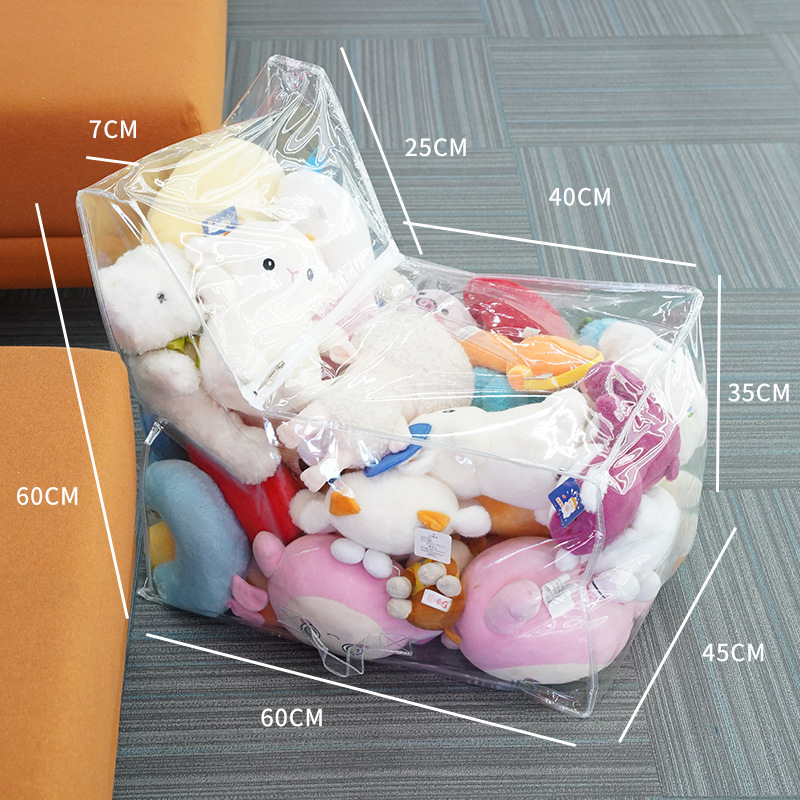 Priehľadná PVC stolička na skladovanie plyšových hračiek – D022 od Wu Chuang, nepremokavá taška pre bábiky, vlastná tlač loga, vlastné spracovanie