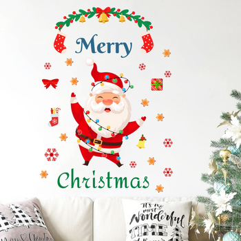 Autocolant de perete Moș Crăciun, desen animat, PVC, BB2776, sufragerie/dormitor/cabinet/loc de luat masa/bucătărie, design plat minimalist modern