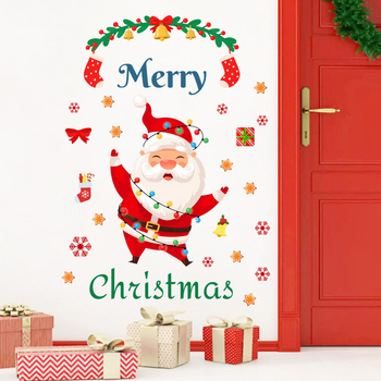 Autocolant de perete Moș Crăciun, desen animat, PVC, BB2776, sufragerie/dormitor/cabinet/loc de luat masa/bucătărie, design plat minimalist modern