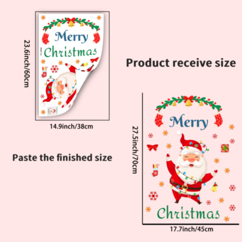 Autocolant de perete Moș Crăciun, desen animat, PVC, BB2776, sufragerie/dormitor/cabinet/loc de luat masa/bucătărie, design plat minimalist modern