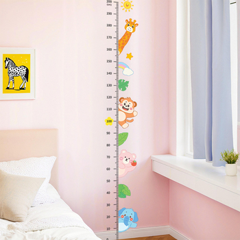 Stiker de perete pentru măsurarea înălțimii — transparent PVC, AS6988, 1 bucată, stil cartoon, design Flat Wall Sticker