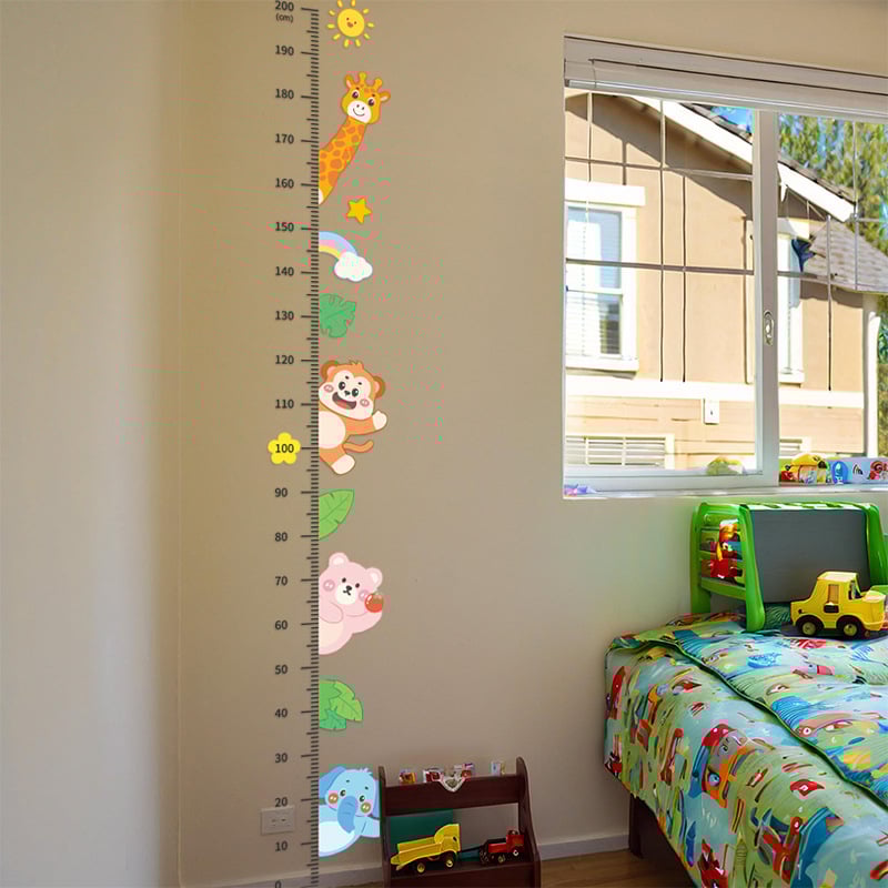 Stiker de perete pentru măsurarea înălțimii — transparent PVC, AS6988, 1 bucată, stil cartoon, design Flat Wall Sticker