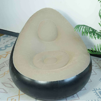 Nafukovacie rozkladacie kreslo-posteľ s opierkou na nohy, potiahnuté flokovaným textilom, moderný minimalistický štýl, pre dospelých