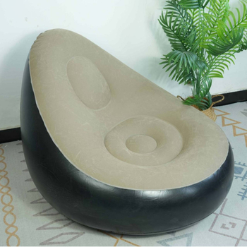 Nafukovacie rozkladacie kreslo-posteľ s opierkou na nohy, potiahnuté flokovaným textilom, moderný minimalistický štýl, pre dospelých