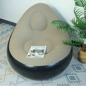 Nafukovacie rozkladacie kreslo-posteľ s opierkou na nohy, potiahnuté flokovaným textilom, moderný minimalistický štýl, pre dospelých