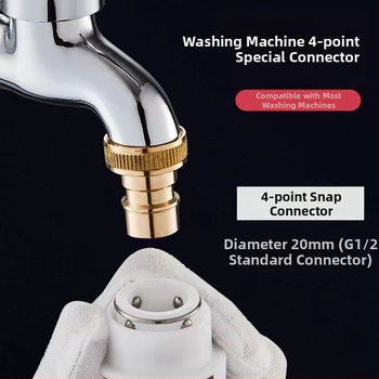 Prívodný kohútik k práčke s keramickým diskovým ventilom, mosadzné telo, chrómovaný povrch, jednoručný, CE certifikovaný