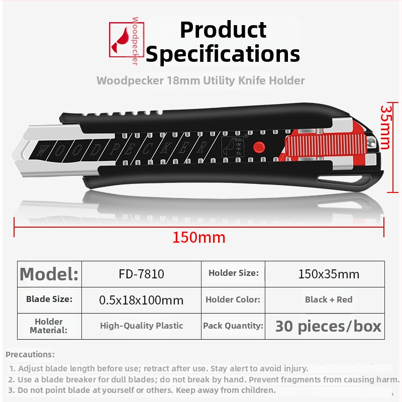 Mākslas nazis FD-09A, 18 mm asmens, asmens maiņa ar spiediena stieni, izvelkams asmens, uzglabā 1 asmeni, Art Knife sērija