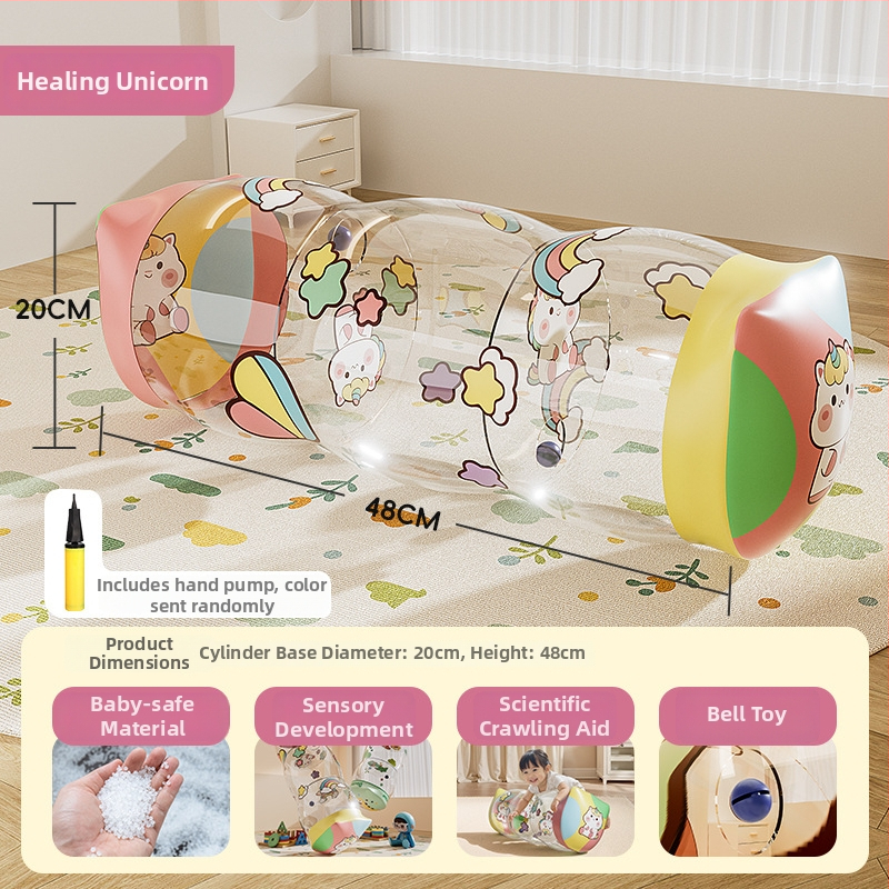 Nafukovací valček pre batoľatá na skoré učenie (0–3 rokov) | PVC, s zvončekom, podporuje plazenie a sluch, interaktívne funkcie | Circle qi