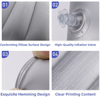 Nafukovací vankúš, obdĺžnikový tvar, PVC flocking, model RF-004, Rongfeng