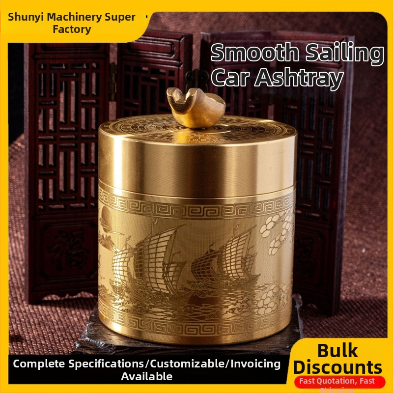 Auto popolník s viečkom, odolný voči vetru, tvar auta, z medi, dekor kancelárie