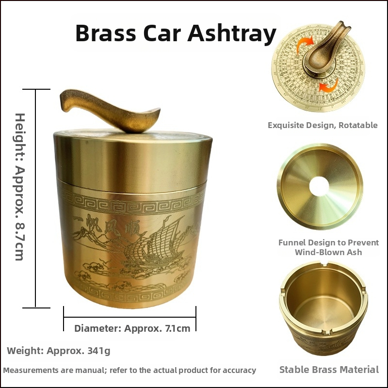 Auto popolník s viečkom, odolný voči vetru, tvar auta, z medi, dekor kancelárie