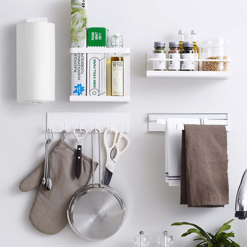 Liheng magnetický vešiač na uteráky — otáčací a sklopný dizajn, bez vŕtania, pre kuchyňu a kúpeľňu, litina, odnímateľný