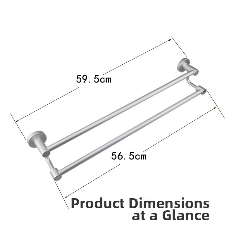 Alumīnija sakausējuma dvieļu turētājs ar augstu un zemu dubulto stieni, 2 slāņi, biezināts dizains, elektroforetiskais pārklājums, slodze 18 kg