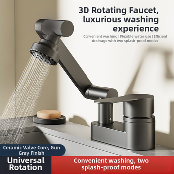 Dvojotvorová umývadlová batéria – meďná zliatina, keramický diskový ventil, 0–90°C, 0.1–0.9 MPa, Model: Dual-Hole Fortune Cat Basin Faucet