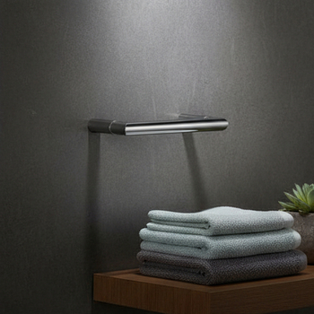 Nerezový stojan na uteráky s jednou tyčou, 304; povrch: brúsený a vypaľovaný náter; nosnosť 30 kg; montáž dierovaním; moderný minimalistický štýl; Donghao