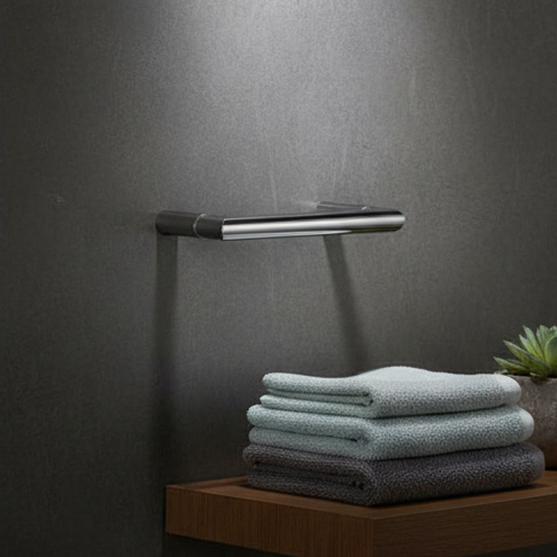 Nerezový stojan na uteráky s jednou tyčou, 304; povrch: brúsený a vypaľovaný náter; nosnosť 30 kg; montáž dierovaním; moderný minimalistický štýl; Donghao