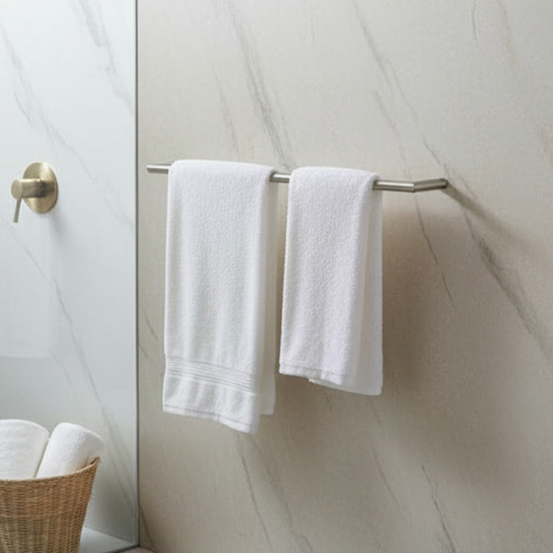 Nerezový stojan na uteráky s jednou tyčou, 304; povrch: brúsený a vypaľovaný náter; nosnosť 30 kg; montáž dierovaním; moderný minimalistický štýl; Donghao