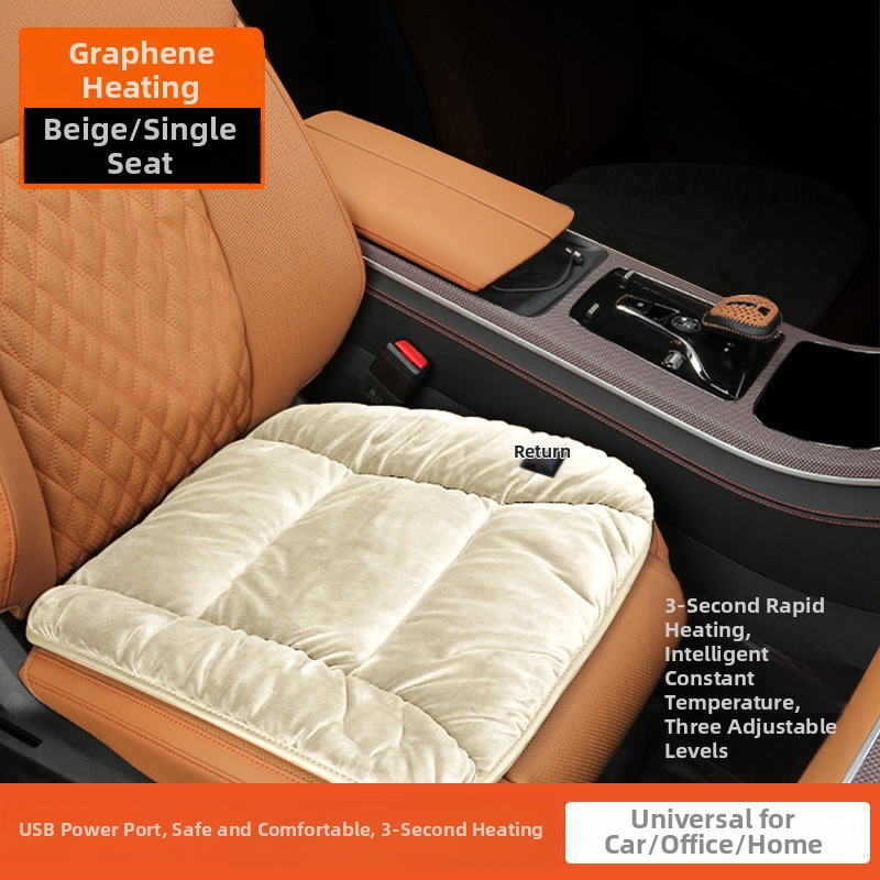 Vyhrievaná sedadlová podložka do auta 12V USB elektrické vykurovanie, Dutch Velvet výplň, polyesterový povrch, pre zimu, model ZD-JZ101