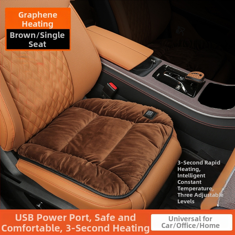 Vyhrievaná sedadlová podložka do auta 12V USB elektrické vykurovanie, Dutch Velvet výplň, polyesterový povrch, pre zimu, model ZD-JZ101