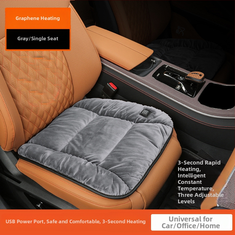 Vyhrievaná sedadlová podložka do auta 12V USB elektrické vykurovanie, Dutch Velvet výplň, polyesterový povrch, pre zimu, model ZD-JZ101