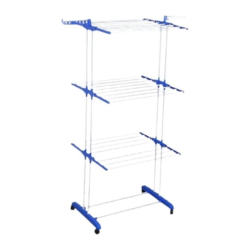 Podlahový stojan na sušenie odevov z kovu, s dvojitou tyčou, skladací a rozšíriteľný, moderný minimalistický dizajn