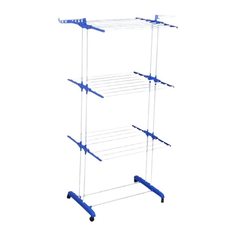 Podlahový stojan na sušenie odevov z kovu, s dvojitou tyčou, skladací a rozšíriteľný, moderný minimalistický dizajn