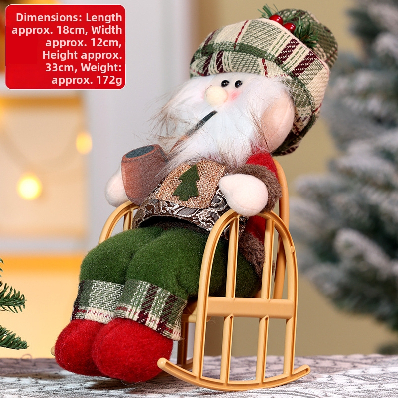 Vianočná retro bábika z textilu, sediaca figúrka, štýl kreslený, vianočná dekorácia