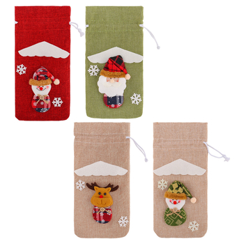 3D vianočná ľanová figúrka na fľašu vína – dekorácia na stôl; Značka: Jingchen; Kód: O2-41; Materiál: tkanina; Štýl: Cartoon, Modern Minimalist; Sviatok: Vianoce