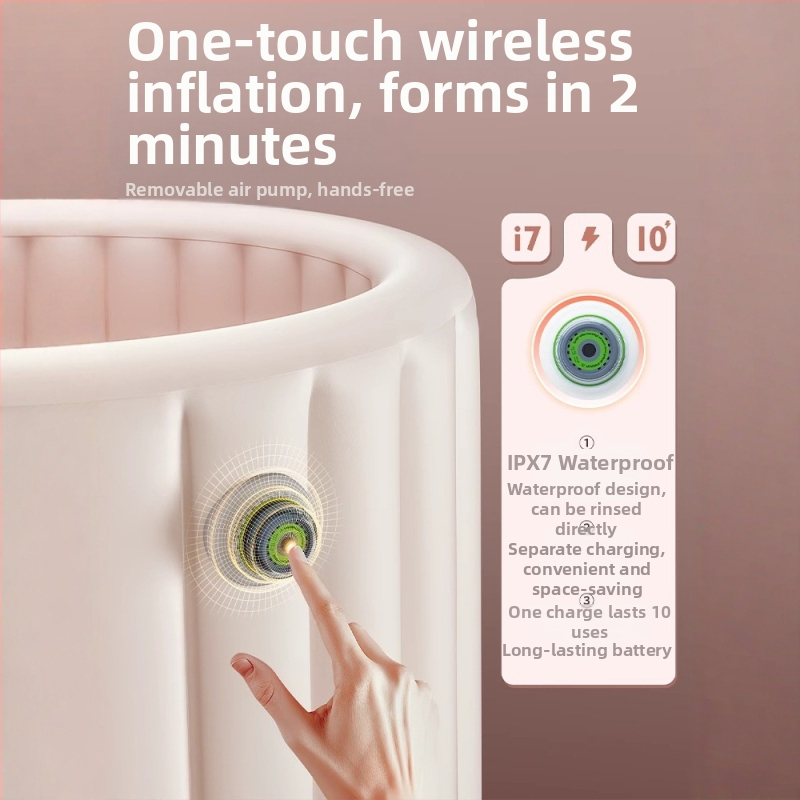 Jiami Nafukovacia celotelová vaňa pre dospelých – PVC, skladacia, pena s oblakovým efektom, domáce použitie