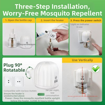 Bez parfumácie tekutý repelent proti komárom pre elektrické zariadenie – Olive Chrysanthemum, balenie 6 fľaštičiek