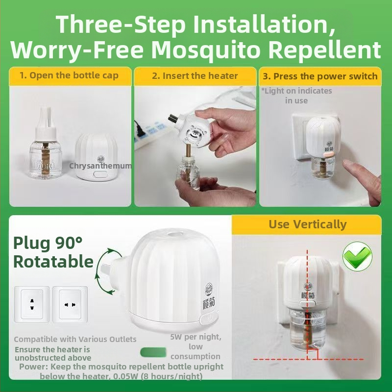 Be kvapo elektrinis uodų atbaidiklis skystas papildymas – Olive Chrysanthemum, 6 buteliukų rinkinys