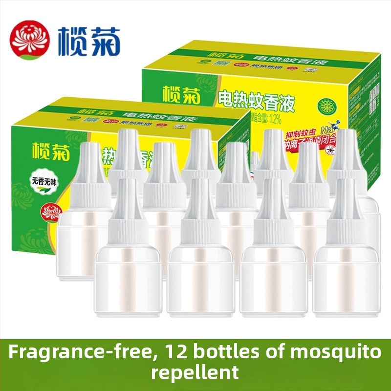 Bez parfumácie tekutý repelent proti komárom pre elektrické zariadenie – Olive Chrysanthemum, balenie 6 fľaštičiek