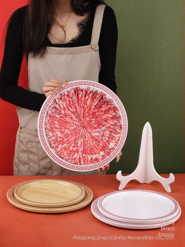 Melamínový tanier na hot pot, kruhový, čínskeho štýlu, proti rozliatiu, vhodný do mikrovlnky