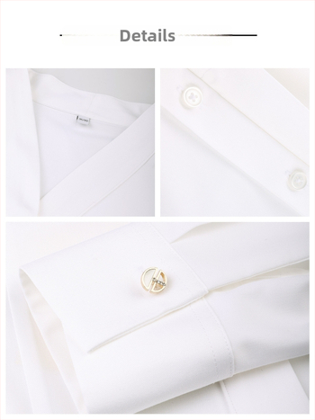 Dámska šifónová blúzka – Slim fit, dlhý rukáv, V-krk, skrytá placka s gombíkmi, kancelársky štýl