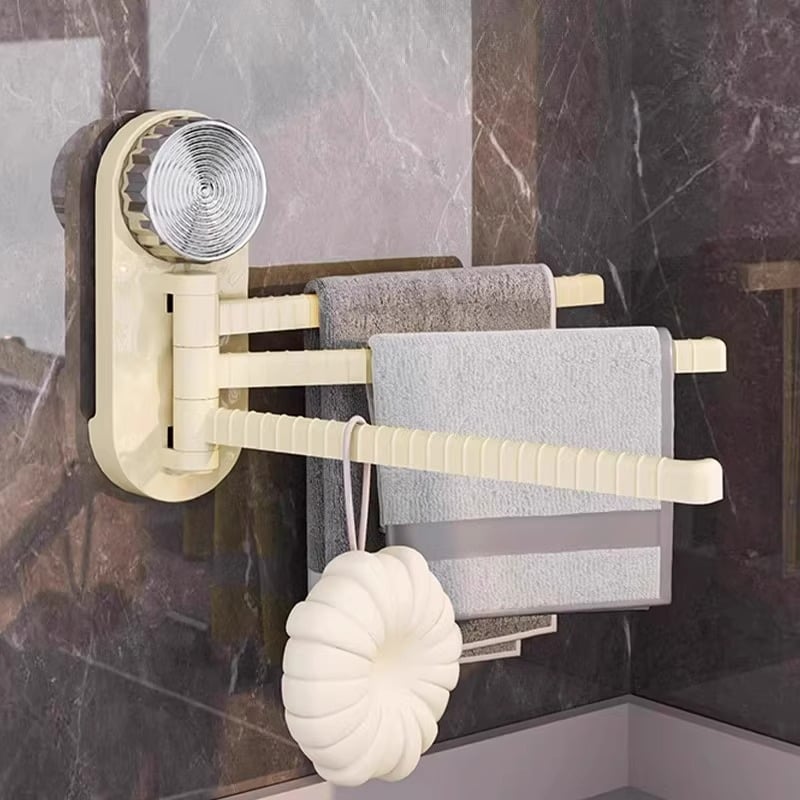 Raft de prosoape rotativ din plastic, ventuze, montaj fără găuri, pe perete