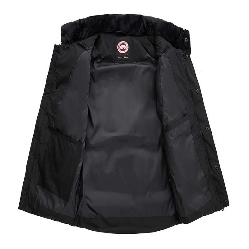 Pánska bezruková páperová bunda s kapucňou, stojací golier, zips, výplň 80-110