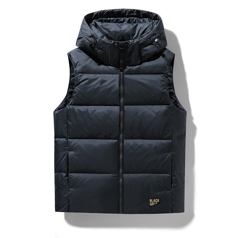 Pánska bezruková páperová bunda s kapucňou, stojací golier, zips, výplň 80-110