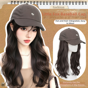 Parochňa pre ženy s integrovaným klobúkom, dlhé rovné vlasy — ofina rovná, vlasy z teplovzdorného syntetického vlákna, nie je možné farbiť