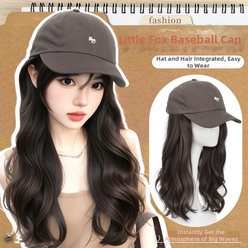 Parochňa pre ženy s integrovaným klobúkom, dlhé rovné vlasy — ofina rovná, vlasy z teplovzdorného syntetického vlákna, nie je možné farbiť