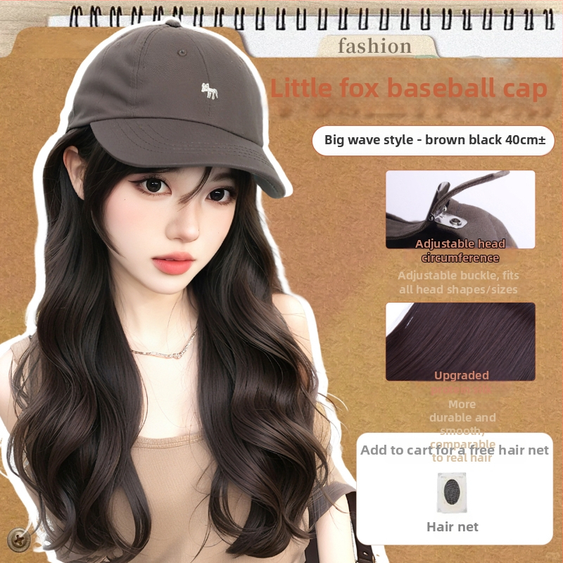 Parochňa pre ženy s integrovaným klobúkom, dlhé rovné vlasy — ofina rovná, vlasy z teplovzdorného syntetického vlákna, nie je možné farbiť